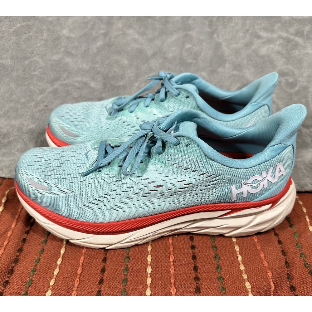 Hoka One One Womens Sz. 10 Clifton 8 Athletic Running Shoe Sneaker Blue Cushion